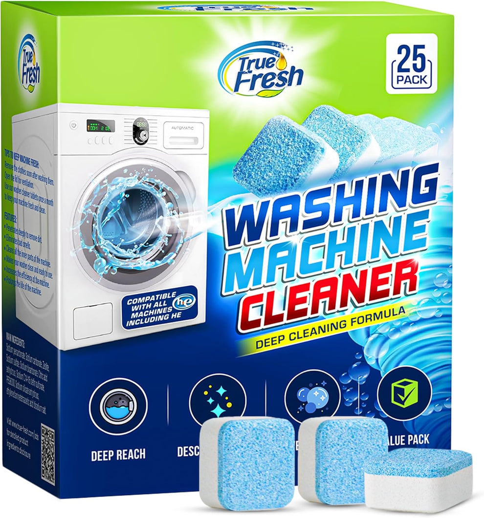 Washing Machine Cleaner Tablets by True Fresh - Non-toxic Laundry product rated SLOW by Million Marker, free from BPA, phthalates, and parabens