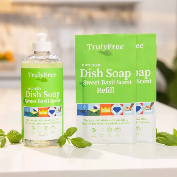 Dish Soap – Sweet Basil by Truly Free - Non-toxic, SLOW rated product free from harmful chemicals