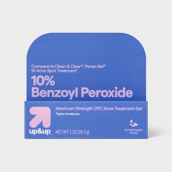 10% Benzoyl Peroxide Gel Maximum Strength Acne Medication by up&up - Non-toxic, SLOW rated product free from harmful chemicals