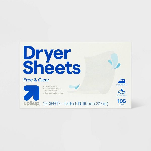 Dryer Sheets – Free & Clear by up&up - Non-toxic, STOP rated product free from harmful chemicals