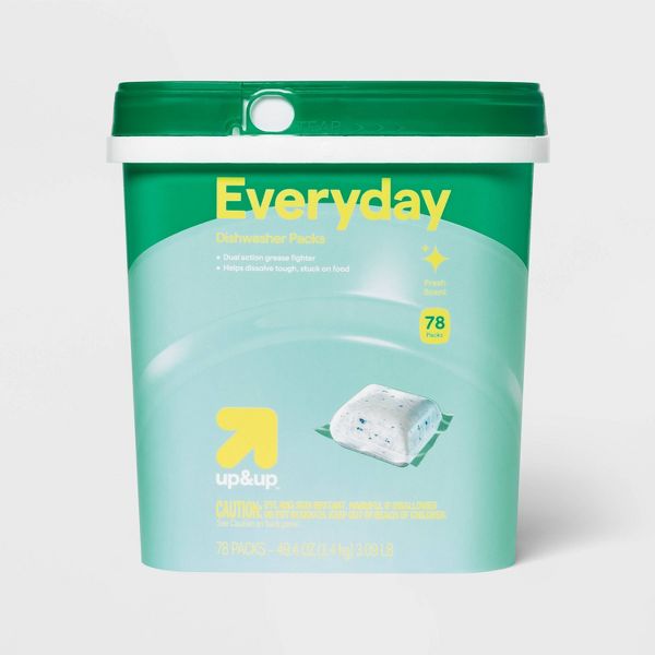 Everyday Dishwasher Packs – Fresh by up&up - Non-toxic Dish Soap + Detergent product rated STOP by Million Marker, free from BPA, phthalates, and parabens