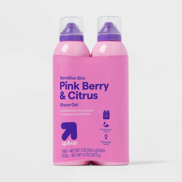 Sensitive Skin Shave Gel - Pink Berry & Citrus by up&up - Non-toxic Shaving product rated STOP by Million Marker, free from BPA, phthalates, and parabens