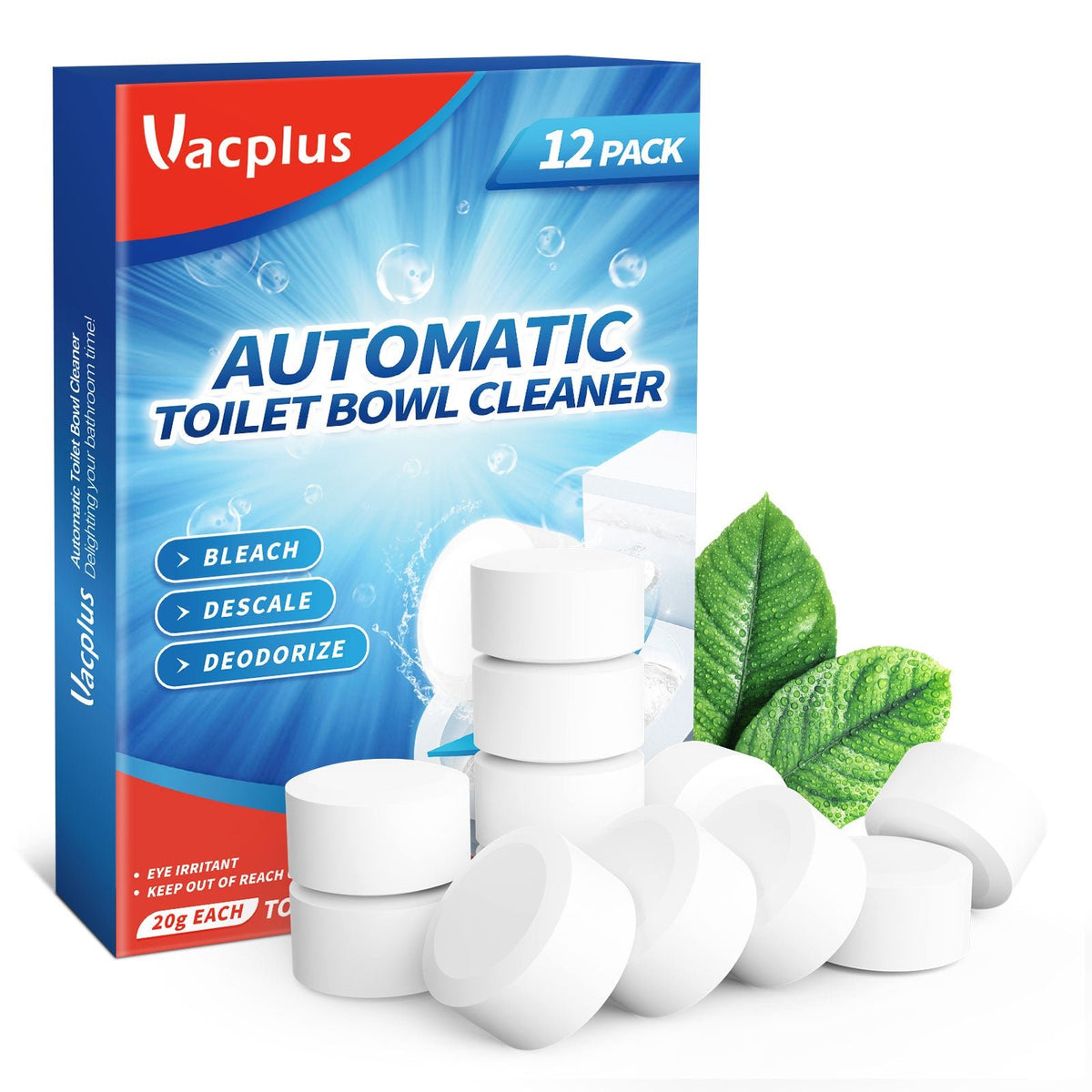 Automatic Toilet Bowl Cleaner Tablets by Vacplus - Non-toxic Household Cleaning Products product rated STOP by Million Marker, free from BPA, phthalates, and parabens