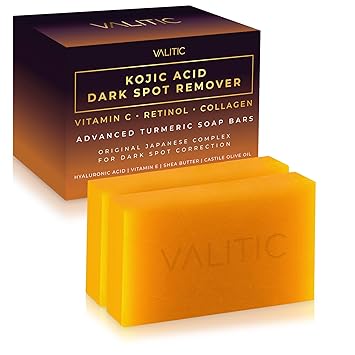 Kojic Acid Dark Spot Remover Advanced Turmeric Soap Bar by VALITIC - Non-toxic Facial Care product rated STOP by Million Marker, free from BPA, phthalates, and parabens