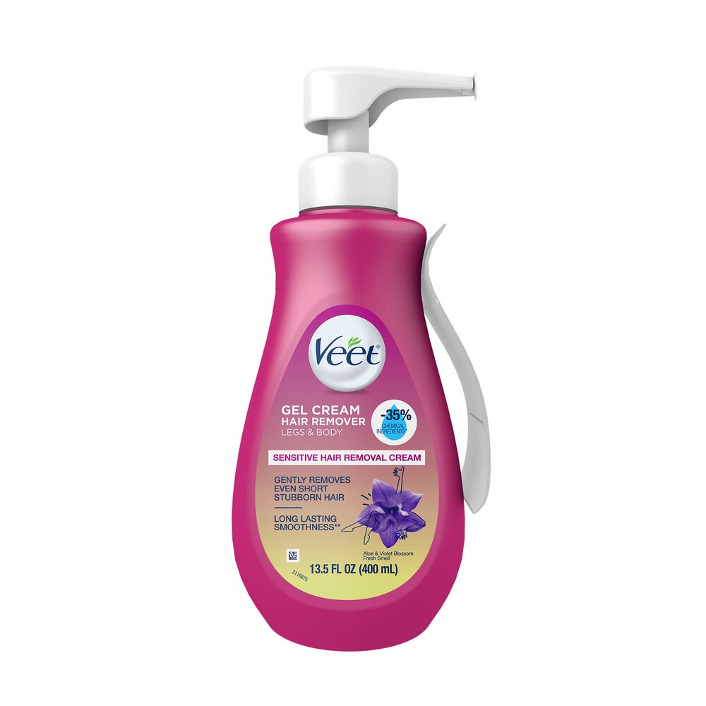 Sensitive Gel Cream Hair Remover – Aloe & Violet Blossom Fresh Smell by Veet - Non-toxic, STOP rated product free from harmful chemicals