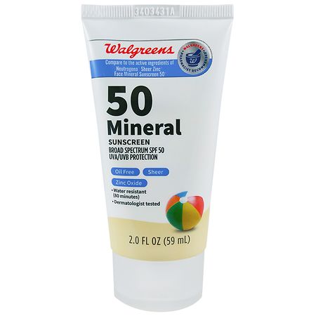 Mineral Sunscreen Broad Spectrum SPF 50 by Walgreens - Non-toxic, STOP rated product free from harmful chemicals