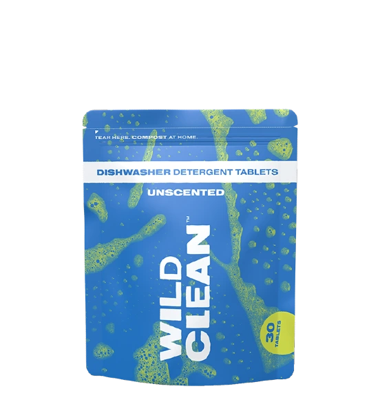 Dishwasher Detergent Tablets – Unscented by WILD CLEAN - Non-toxic Dish Soap + Detergent product rated SLOW by Million Marker, free from BPA, phthalates, and parabens