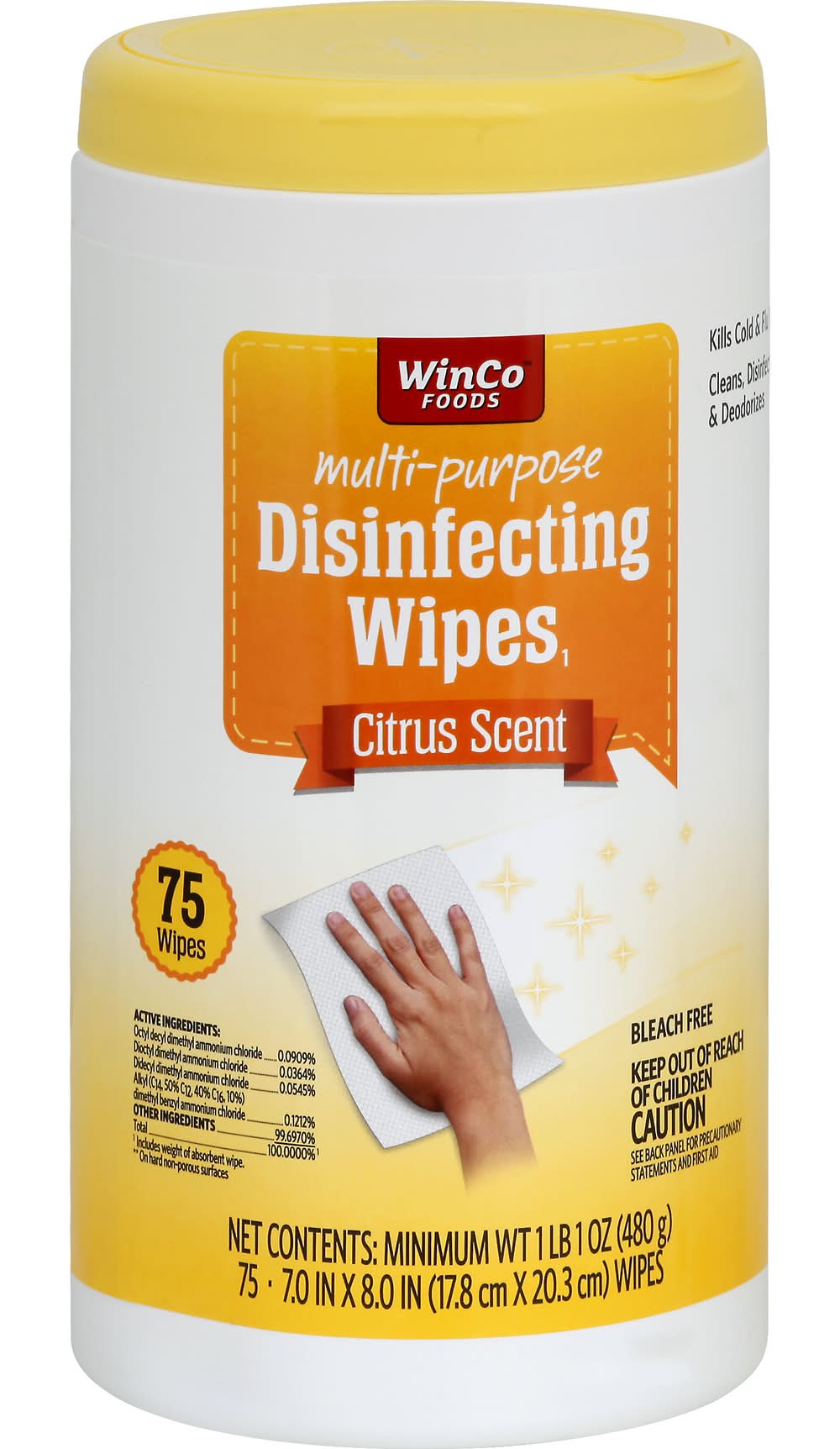 Multipurpose Disinfecting Wipes – Citrus Scent by WinCo FOODS - Non-toxic, STOP rated product free from harmful chemicals