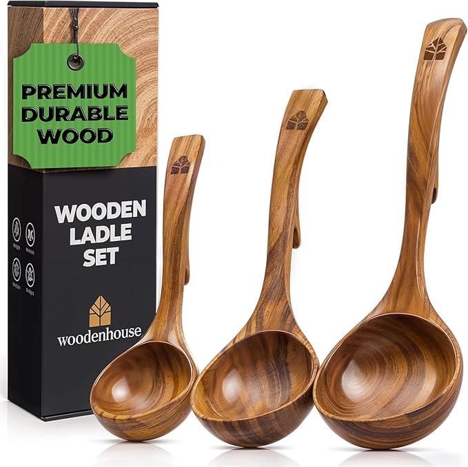 Wooden Ladles - 3 piece set by Woodenhouse - Non-toxic, GO rated product free from harmful chemicals