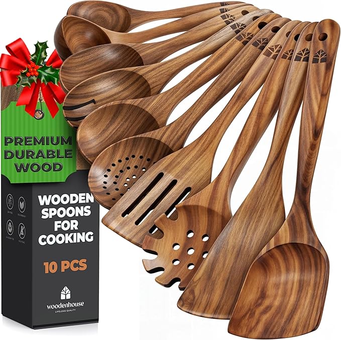 Wooden Spoons - 10 piece set by Woodenhouse - Non-toxic, GO rated product free from harmful chemicals