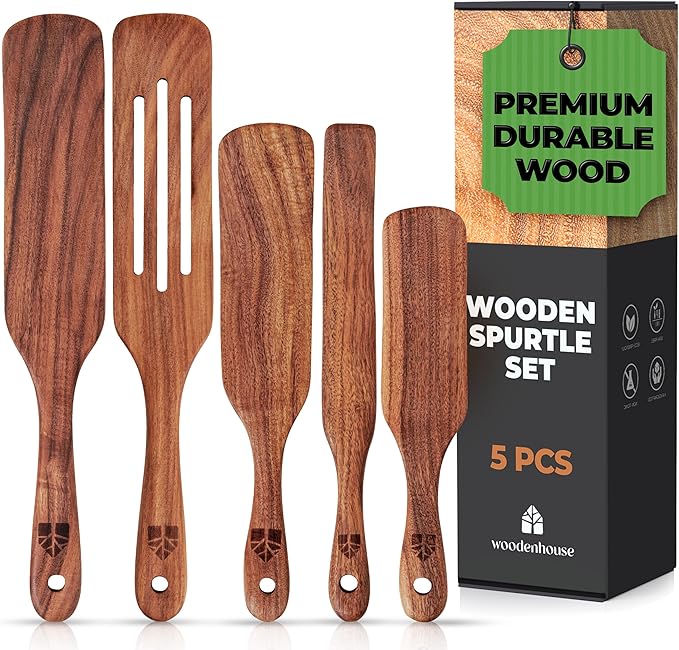 Wooden Spurtles - 5 piece set by Woodenhouse - Non-toxic, GO rated product free from harmful chemicals
