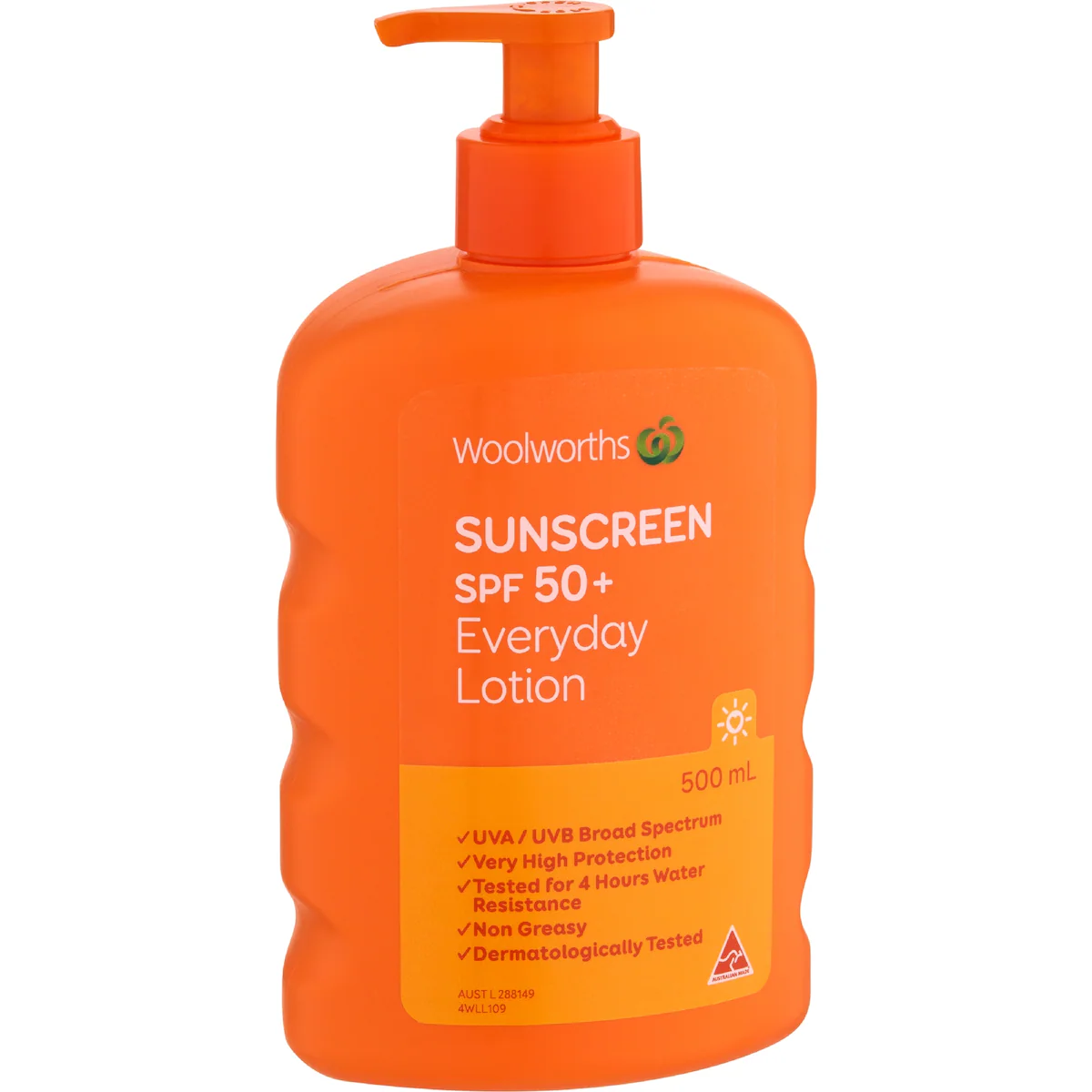 Sunscreen SPF 50+ Everyday Lotion by woolworths - Non-toxic Sunscreens product rated STOP by Million Marker, free from BPA, phthalates, and parabens