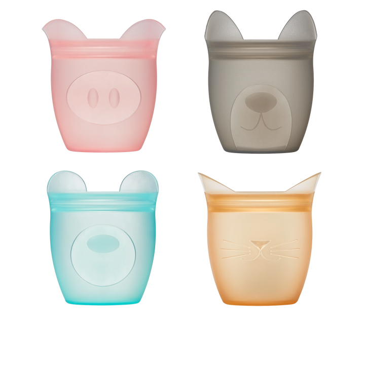 Silicone Kid Snack Containers - 4 piece set by Zip Top - Non-toxic, SLOW rated product free from harmful chemicals
