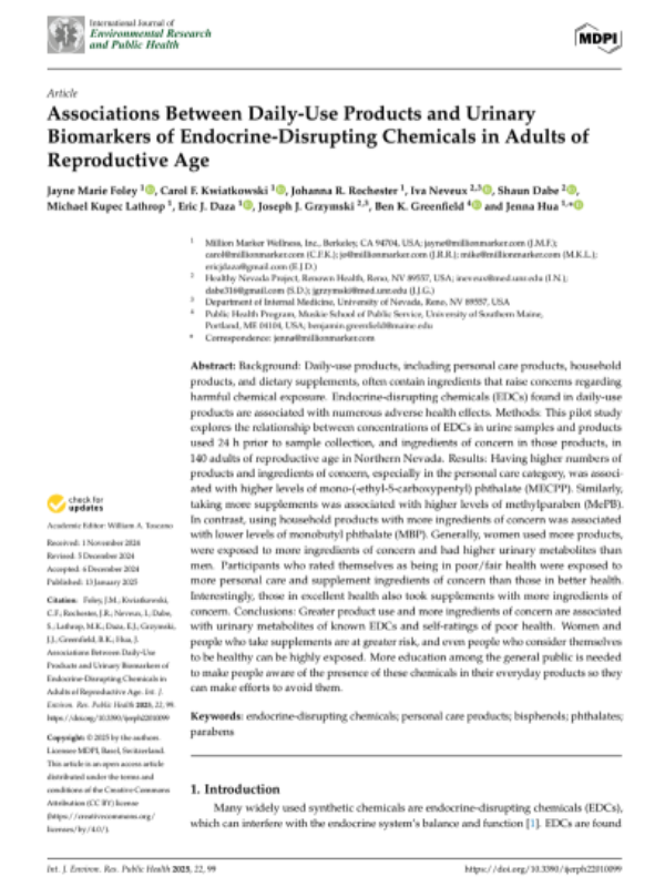 Associations Between Daily-Use Products and Urinary Biomarkers of Endocrine-Disrupting Chemicals in Adults of Reproductive Age