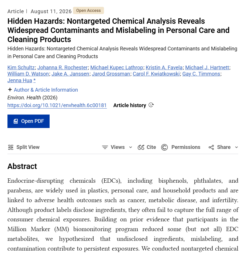 Hidden Hazards: Nontargeted Chemical Analysis Reveals Widespread Contaminants and Mislabeling in Personal Care and Cleaning Products